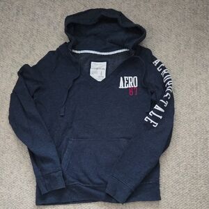 Aeropostale Dark Blue Women's Hoodie with White and Red Accents